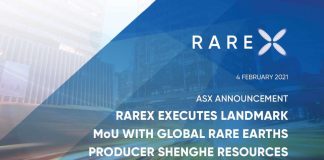 RareX inks MoU with US$4.6B rare earths producers Shenghe Resources